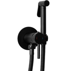 Черен комплект смесител за вграждане с ръчен хигиенен душ LUNGO LOOP