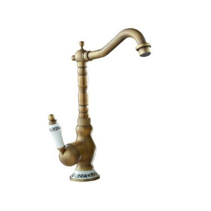 Смесител за кухня ANTIQUE висок, с удължен чучур старо злато