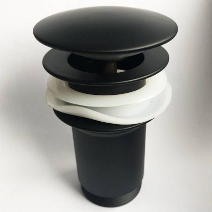 Черен клик сифон за мивка за баня с преливник IC S706B