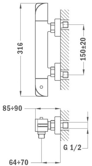 Смесител за вана/душ с термостат SOLLER THERMOSTATIC