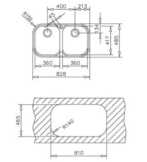 Мивка за кухня STYLO 2С 83х48 см
