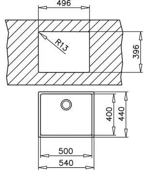 Кухненска мивка BE LINEA 500/400 54х44 см за вграждане под плот TEKA
