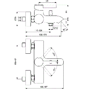 Смесителна батерия за вана/душ CERALINE без аксесоари IDEAL STANDARD BC199AA