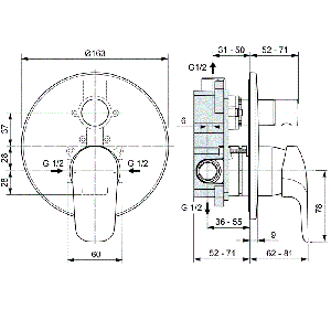 Смесител за вграждане за вана/душ CERAFLEX IDEAL STANDARD A6758AA