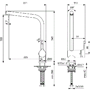 Смесителна батерия за кухненска мивка CERALOOK с висок въртящ се чучур IDEAL STANDARD BC174AA