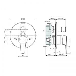 Смесител за вграждане за вана/душ TYRIA IDEAL STANDARD A6934AA