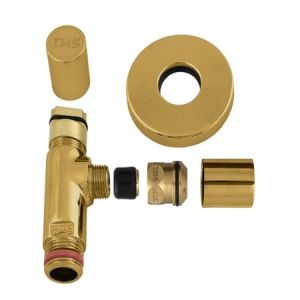 Луксозен спирателен кран TOP GOLD 1/2″/3/8″ с гайка ⌀10 мм злато