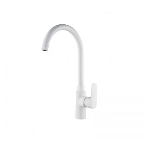 Бял смесител за кухня CASCADA LIFE WHITE с висок въртящ се чучур