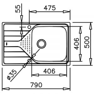 Кухненска мивка 79х50 см UNIVERSE 50 T-XM 1B 1D MAX TEKA