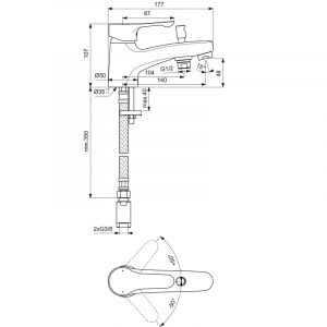 Стояща смесителна батерия за вана/душ ALPHA IDEAL STANDARD BC655AA