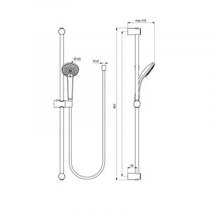 Тръбно окачване за баня IDEAL RAIN 90 см с аксесоари IDEAL STANDRD