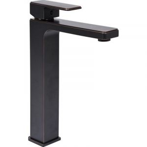 Висок черен смесител за мивка за баня FALA RETRO BLACK 3 HI