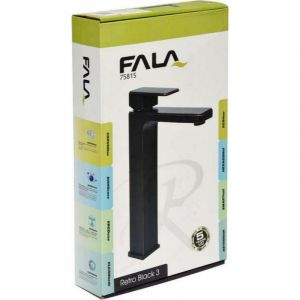 Висока черна смесителна батерия за мивка за баня FALA RETRO BLACK 3 HI