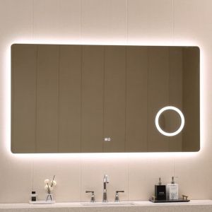 Огледало за баня с LED осветление 180х90 см с нагревател и козметично огледало ICL 1835