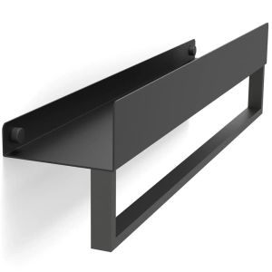 Черна комбинирана полица за баня и поставка за кърпи REA SF01 BLACK 45 см