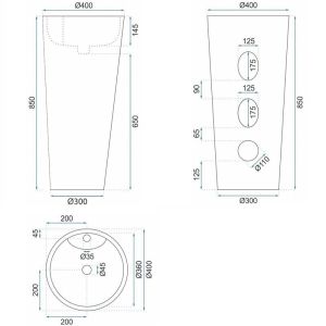 Свободно стоящ умивалник за баня BLANKA MARBLE 40х40 см