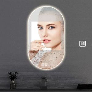 Огледало за баня REA EGG с LED осветление и функция против замъгляване 50х90 см