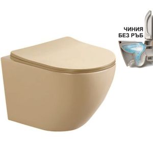 Стенна тоалетна чиния без ринг бежов мат ICC 4937 BEIGE