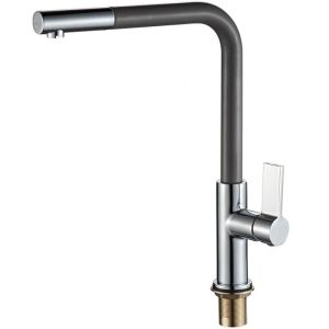 Сив смесител за кухня с висок въртящ се чучур ICF 718650 GREY
