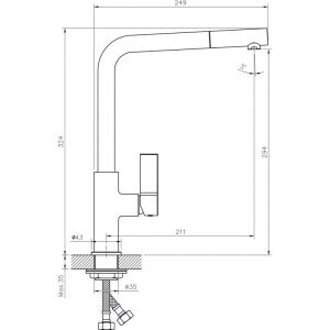 Сив смесител за кухня с висок въртящ се чучур ICF 718650 GREY