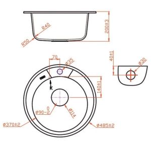 Гранитна кухненска мивка 49х49х19,5 см пясъчна ICGS 8301 SAND