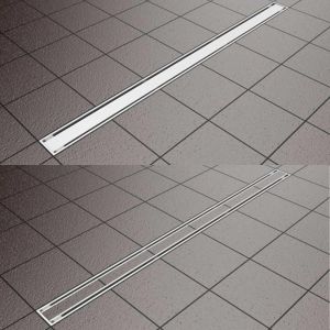 Линеен подов сифон за баня DOUBLE FACE Stainless 90 см с възможност за поставяне на плочка